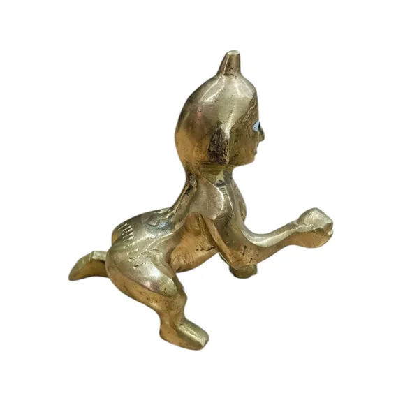 Sjl_Krishna_Statue_Murti_Idol_Sculpture_Makhan_Chor_Ladoo_Gopal_Baby_Decorative_Showpiece_8_Cm_Brass_Gold
