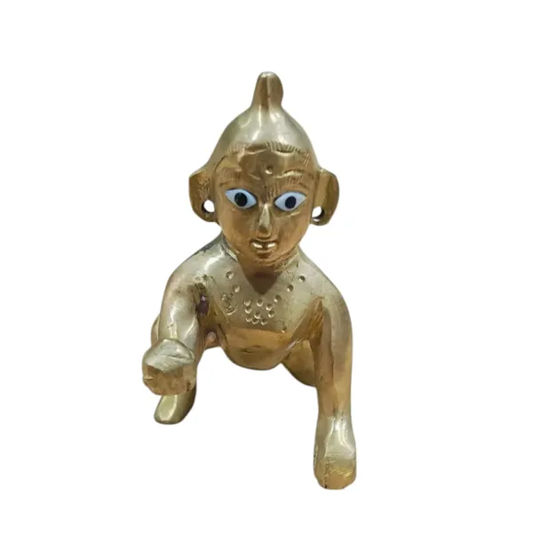 Sjl_Krishna_Statue_Murti_Idol_Sculpture_Makhan_Chor_Ladoo_Gopal_Baby_Decorative_Showpiece_8_Cm_Brass_Gold