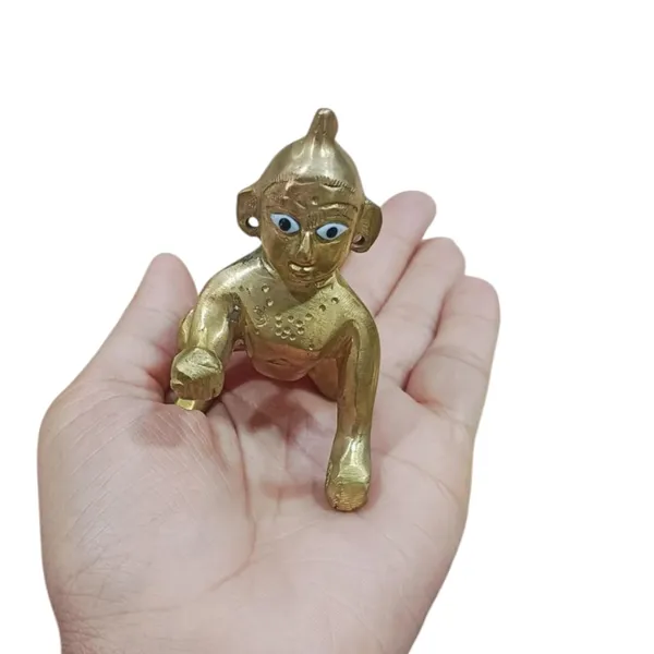Sjl_Krishna_Statue_Murti_Idol_Sculpture_Makhan_Chor_Ladoo_Gopal_Baby_Decorative_Showpiece_8_Cm_Brass_Gold