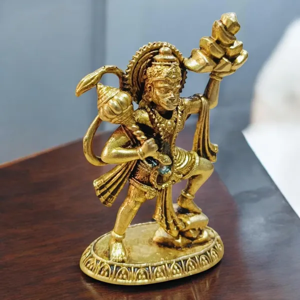 Sjl_Wax_Casting_Lord_Hanuman_Ji_Murti_Statue_Handcrafted_Showpiece_For_Pooja_Room_Decorative_Showpiece_8_Cm_Brass_Gold