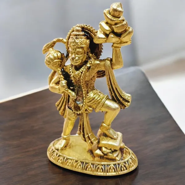 Sjl_Wax_Casting_Lord_Hanuman_Ji_Murti_Statue_Handcrafted_Showpiece_For_Pooja_Room_Decorative_Showpiece_8_Cm_Brass_Gold