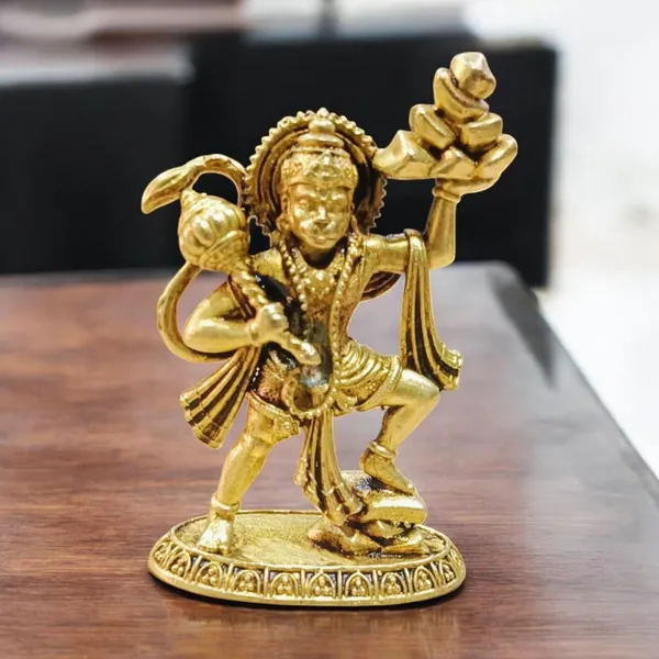 Sjl_Wax_Casting_Lord_Hanuman_Ji_Murti_Statue_Handcrafted_Showpiece_For_Pooja_Room_Decorative_Showpiece_8_Cm_Brass_Gold