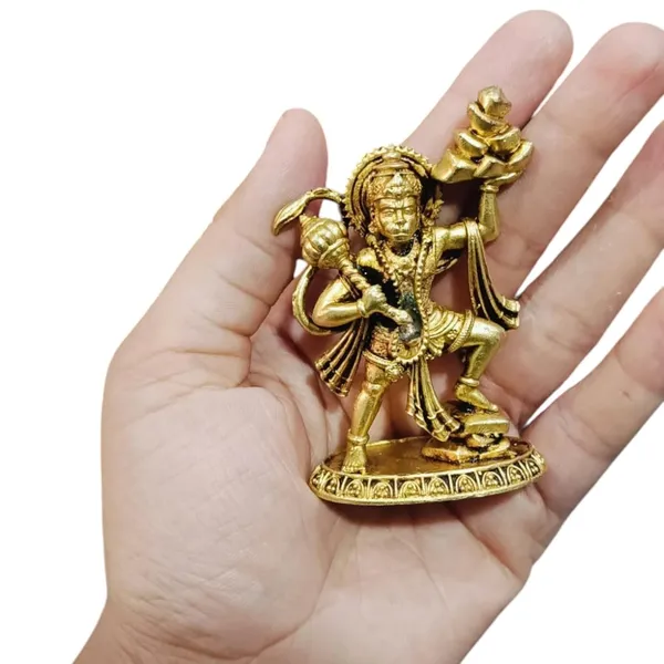 Sjl_Wax_Casting_Lord_Hanuman_Ji_Murti_Statue_Handcrafted_Showpiece_For_Pooja_Room_Decorative_Showpiece_8_Cm_Brass_Gold
