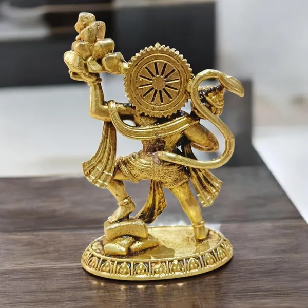 Sjl_Wax_Casting_Lord_Hanuman_Ji_Murti_Statue_Handcrafted_Showpiece_For_Pooja_Room_Decorative_Showpiece_8_Cm_Brass_Gold