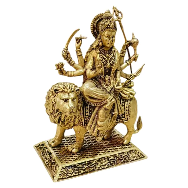 Sjl_Wax_Casting_Maa_Durga_Idol_Sitting_On_Lion_Maa_Sherawali_Statue_For_Pooja_Room_Decorative_Showpiece_14_Cm_Brass_Gold