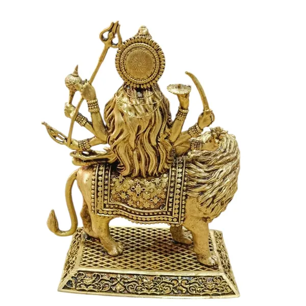 Sjl_Wax_Casting_Maa_Durga_Idol_Sitting_On_Lion_Maa_Sherawali_Statue_For_Pooja_Room_Decorative_Showpiece_14_Cm_Brass_Gold
