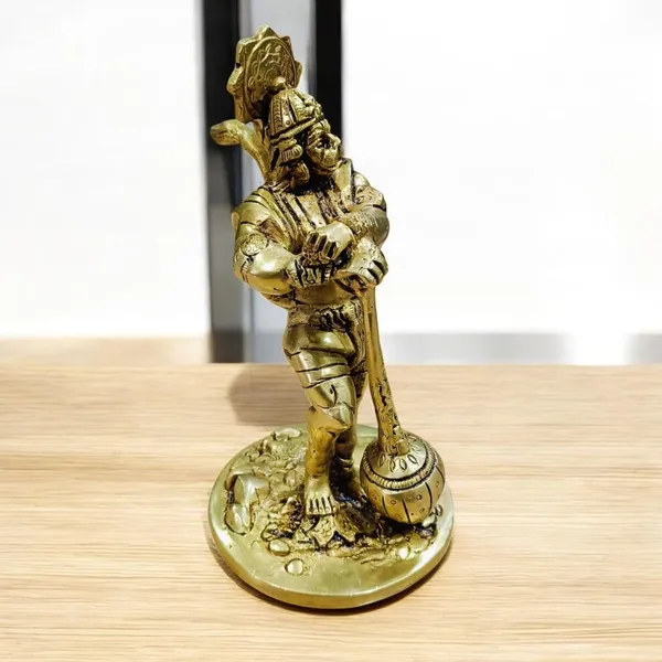 Sjl_Lord_Hanuman_Ji_Murti_Handcrafted_Statue_For_Pooja_Gift_Living_Room_Decor_Decorative_Showpiece_20_Cm_Brass_Gold