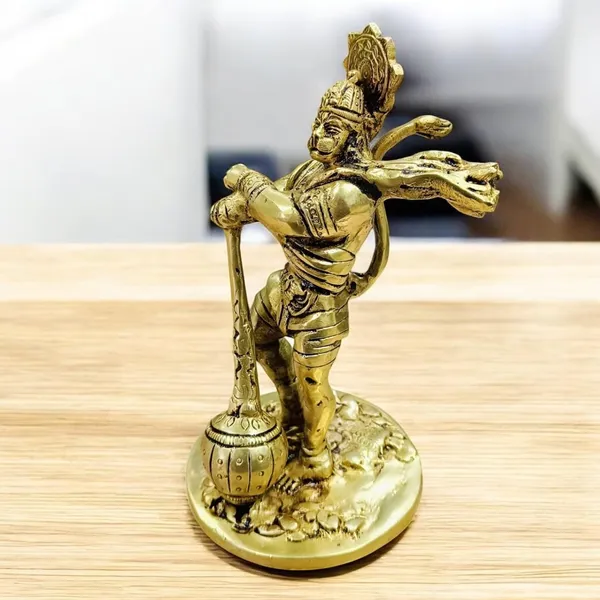 Sjl_Lord_Hanuman_Ji_Murti_Handcrafted_Statue_For_Pooja_Gift_Living_Room_Decor_Decorative_Showpiece_20_Cm_Brass_Gold