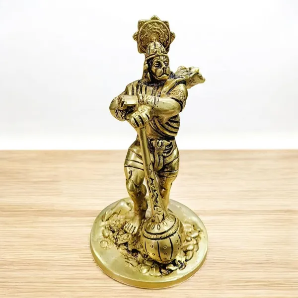 Sjl_Lord_Hanuman_Ji_Murti_Handcrafted_Statue_For_Pooja_Gift_Living_Room_Decor_Decorative_Showpiece_20_Cm_Brass_Gold
