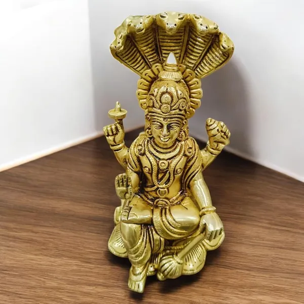 Sjl_Lord_Vishnu_Idol_Sitting_On_Lotus_Sihashan_Finish_Brass_Handicraft_Art_Decorative_Showpiece_20_Cm_Brass_Gold