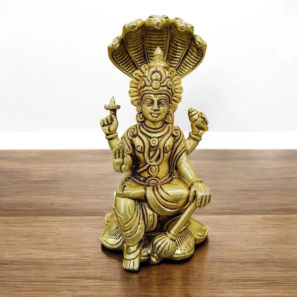 Sjl_Lord_Vishnu_Idol_Sitting_On_Lotus_Sihashan_Finish_Brass_Handicraft_Art_Decorative_Showpiece_20_Cm_Brass_Gold