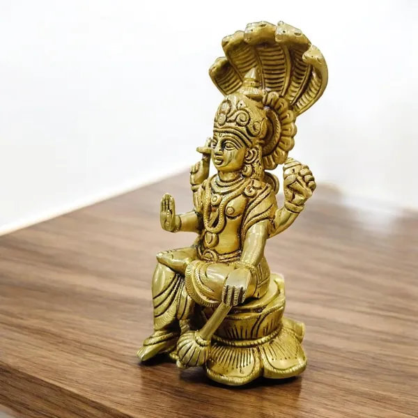 Sjl_Lord_Vishnu_Idol_Sitting_On_Lotus_Sihashan_Finish_Brass_Handicraft_Art_Decorative_Showpiece_20_Cm_Brass_Gold