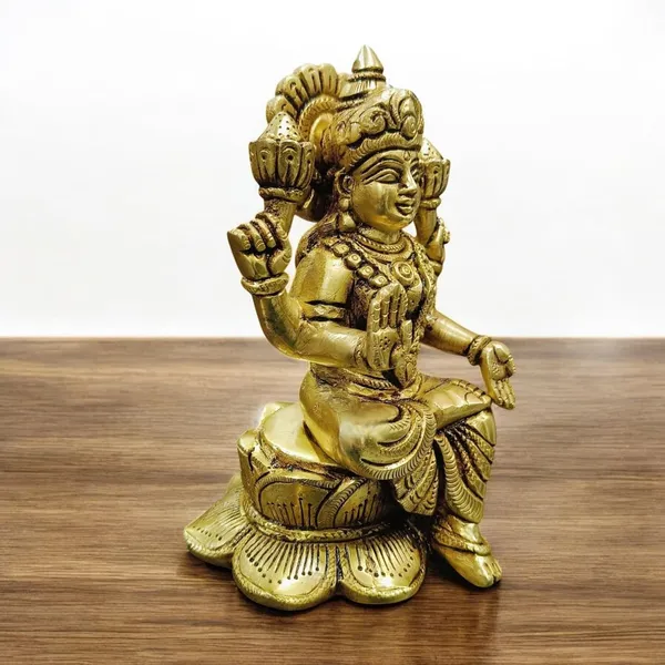 Sjl_Sitting_Idol_Of_Goddess_Lakshmi_Ji_Goddess_Of_Wealth_And_Fortune_House_Warming_Decorative_Showpiece_14_Cm_Brass_Gold