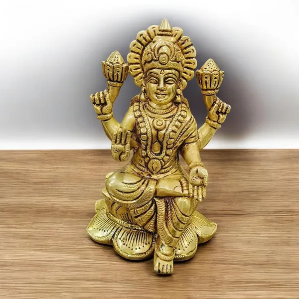 Sjl_Sitting_Idol_Of_Goddess_Lakshmi_Ji_Goddess_Of_Wealth_And_Fortune_House_Warming_Decorative_Showpiece_14_Cm_Brass_Gold