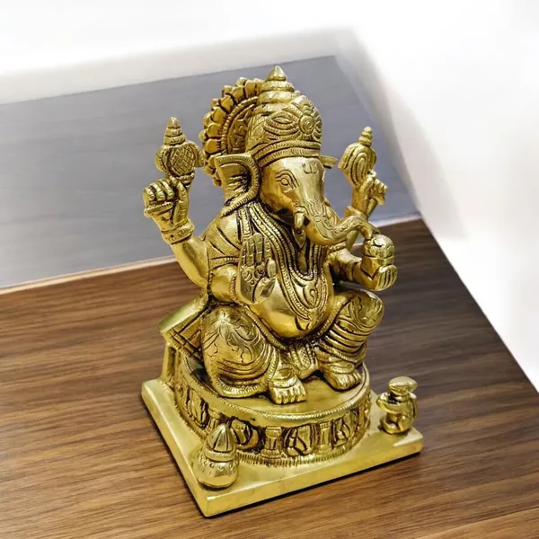Ganesha_Murti_Idol_Ganpati_Idols_Statue_For_Home_Pooja_Living_Decorative_Showpiece_21_Cm_Brass_Gold