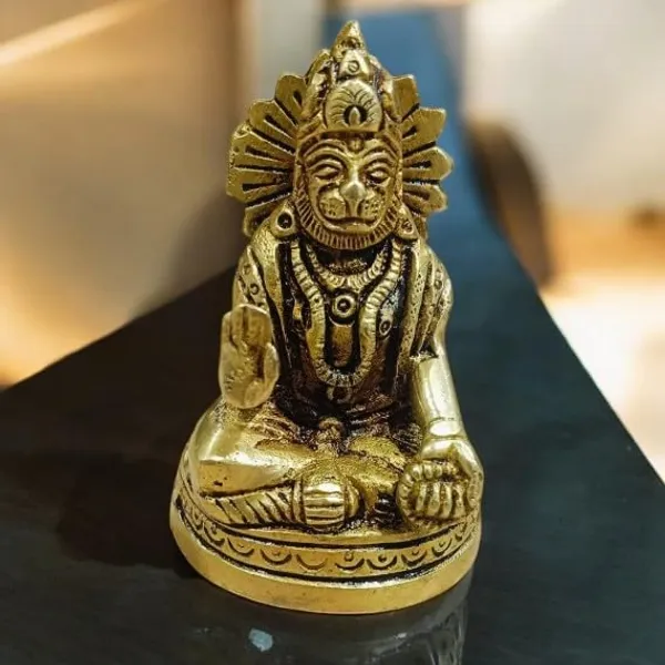 Sjl_Lord_Hanuman_Ji_Murti_Statue_Handcrafted_Showpiece_For_Pooja_Gift_Living_Room_Decorative_Showpiece_9_Cm_Brass_Gold