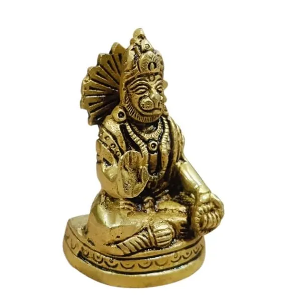 Sjl_Lord_Hanuman_Ji_Murti_Statue_Handcrafted_Showpiece_For_Pooja_Gift_Living_Room_Decorative_Showpiece_9_Cm_Brass_Gold