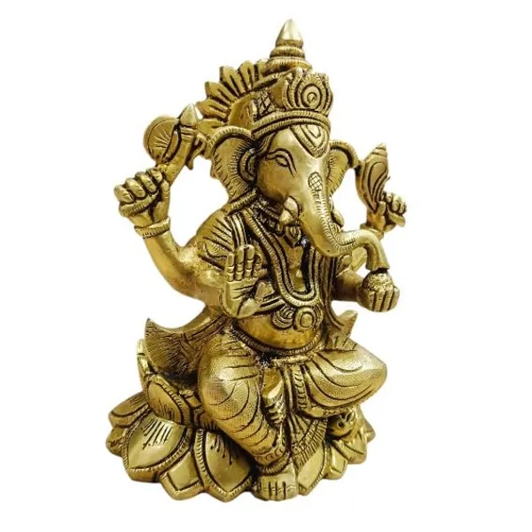 Sjl_Ganesha_Statue_Idol_Ganpati_Idols_Statue_For_Home_Pooja_Living_Decorative_Showpiece_18_Cm_Brass_Gold