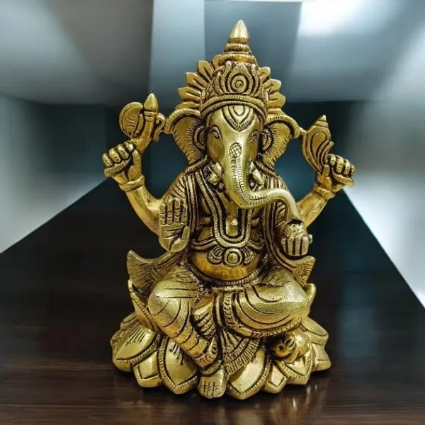 Sjl_Ganesha_Statue_Idol_Ganpati_Idols_Statue_For_Home_Pooja_Living_Decorative_Showpiece_18_Cm_Brass_Gold
