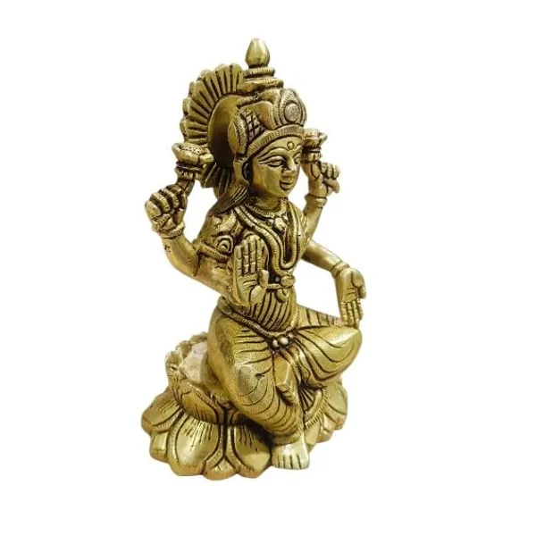 Sjl_Sitting_Idol_Of_Goddess_Lakshmi_Ji_Goddess_Of_Wealth_And_Fortune_House_Warming_Decorative_Showpiece_17_Cm_Brass_Gold