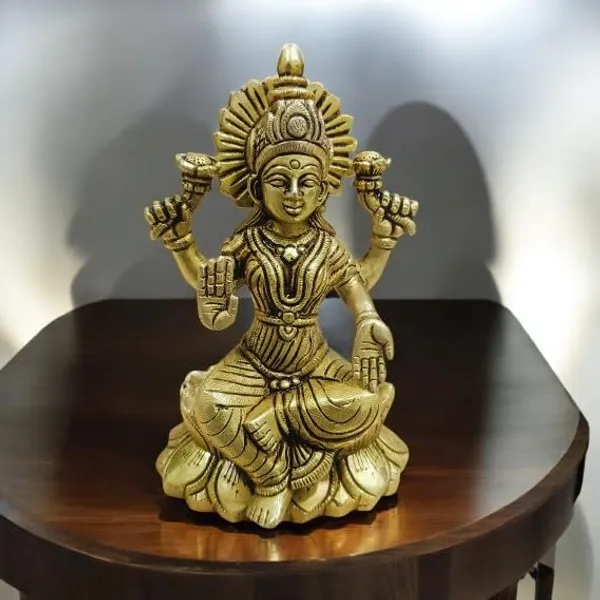 Sjl_Sitting_Idol_Of_Goddess_Lakshmi_Ji_Goddess_Of_Wealth_And_Fortune_House_Warming_Decorative_Showpiece_17_Cm_Brass_Gold