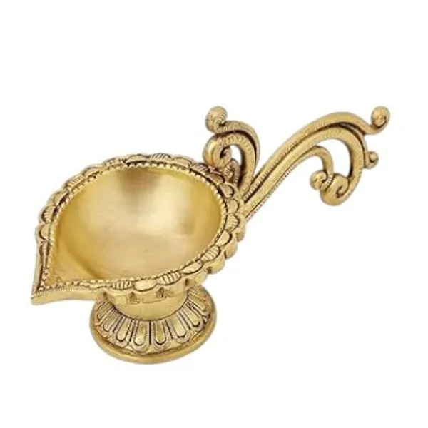 Sjl_Diya_With_Handle_Ethnic_Design_Handmade_Curved_Oil_Diya_For_Temple_Decoration_Brass_Table_Diya_Height_3_Inch