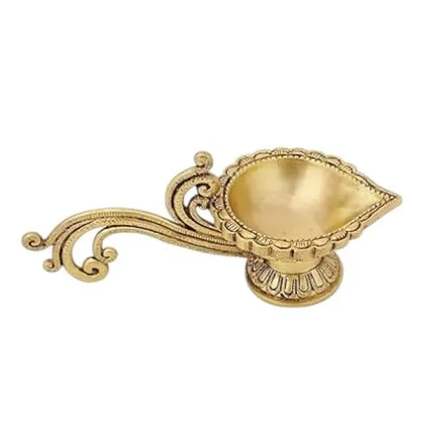 Sjl_Diya_With_Handle_Ethnic_Design_Handmade_Curved_Oil_Diya_For_Temple_Decoration_Brass_Table_Diya_Height_3_Inch