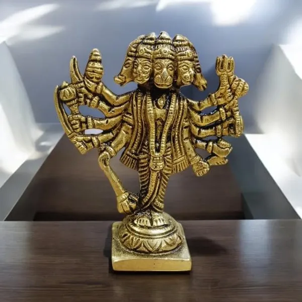 Sjl_Panchmukhi_Hanuman_Ji_God_Turquoise_Handmade_Panchmukhi_Hanuman_Ji_God_Statue_Decorative_Showpiece_10_Cm_Brass_Gold