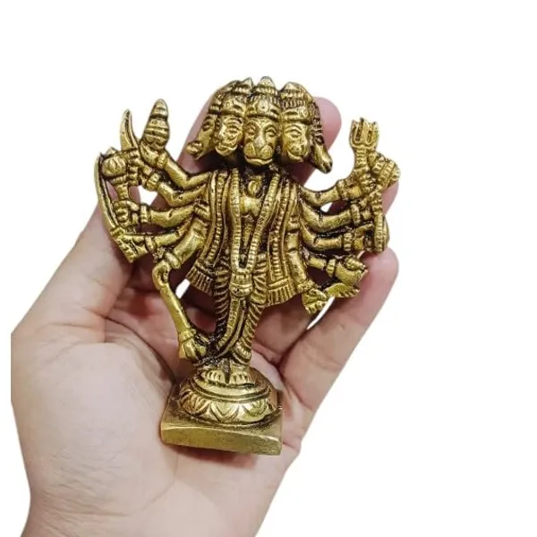 Sjl_Panchmukhi_Hanuman_Ji_God_Turquoise_Handmade_Panchmukhi_Hanuman_Ji_God_Statue_Decorative_Showpiece_10_Cm_Brass_Gold