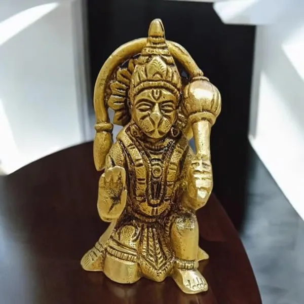 Sjl_Lord_Hanuman_Ji_Murti_Statue_Handcrafted_Showpiece_For_Pooja_Gift_Living_Room_Decorative_Showpiece_10_Cm_Brass_Gold