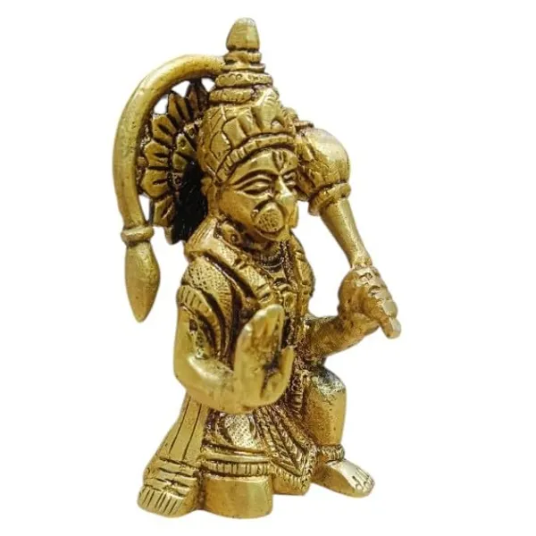 Sjl_Lord_Hanuman_Ji_Murti_Statue_Handcrafted_Showpiece_For_Pooja_Gift_Living_Room_Decorative_Showpiece_10_Cm_Brass_Gold