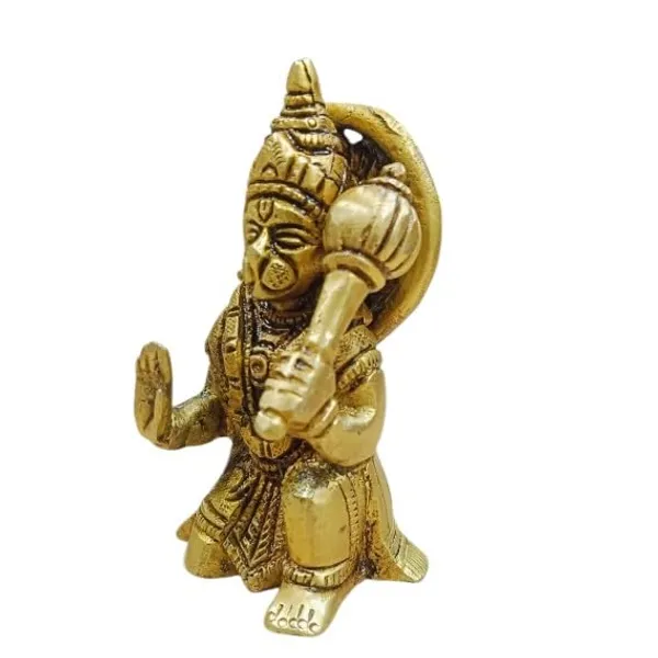 Sjl_Lord_Hanuman_Ji_Murti_Statue_Handcrafted_Showpiece_For_Pooja_Gift_Living_Room_Decorative_Showpiece_10_Cm_Brass_Gold