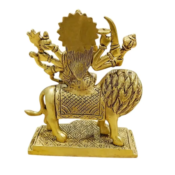 Sjl_Maa_Durga_Idol_Sitting_On_Lion_Maa_Sherawali_Statue_For_Pooja_Living_Room_Decorative_Showpiece_16_Cm_Brass_Gold