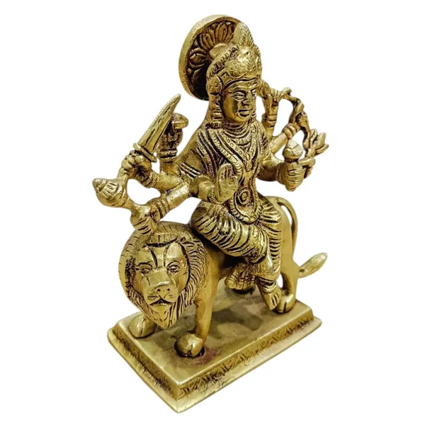 Sjl_Maa_Durga_Idol_Sitting_On_Lion_Maa_Sherawali_Statue_For_Pooja_Living_Room_Decorative_Showpiece_16_Cm_Brass_Gold
