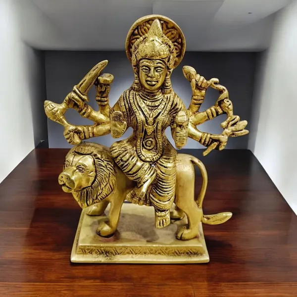 Sjl_Maa_Durga_Idol_Sitting_On_Lion_Maa_Sherawali_Statue_For_Pooja_Living_Room_Decorative_Showpiece_16_Cm_Brass_Gold