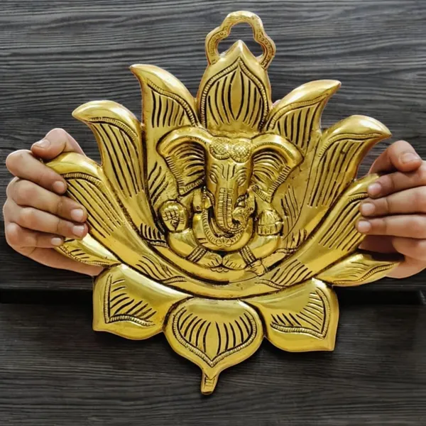 Sjl_Wall_Hanging_Of_Lord_Ganesha_On_Lotus_Showpiece_For_Decor_Ideal_Gifting_Purposes_Decorative_Showpiece_26_Cm_Brass_Gold