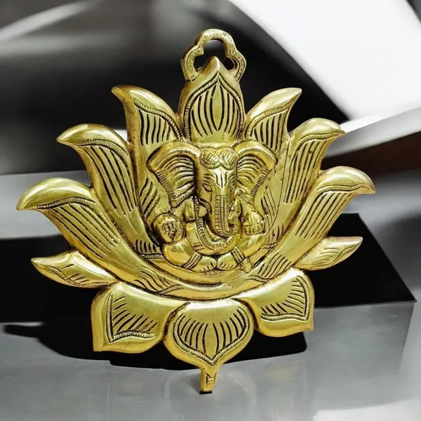 Sjl_Wall_Hanging_Of_Lord_Ganesha_On_Lotus_Showpiece_For_Decor_Ideal_Gifting_Purposes_Decorative_Showpiece_26_Cm_Brass_Gold