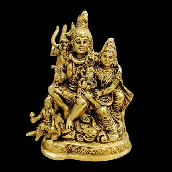 Sjl_Brass_Made_Hand_Crafted_Shiv_Parivaar_Idol_Murti_For_Home_And_Office_Decorative_Showpiece_19_Cm_Brass_Gold