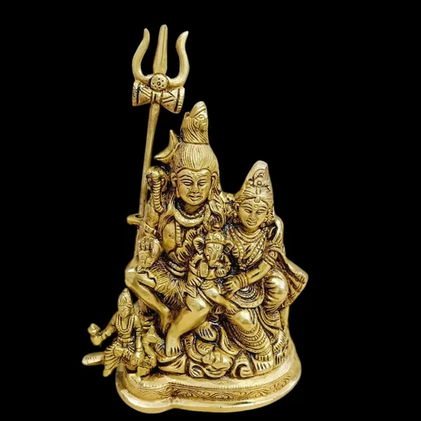 Sjl_Brass_Made_Hand_Crafted_Shiv_Parivaar_Idol_Murti_For_Home_And_Office_Decorative_Showpiece_19_Cm_Brass_Gold