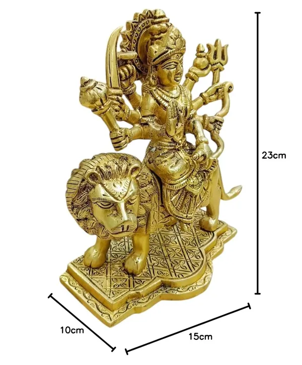 Sjl_Brass_Maa_Durga_Idol_Sitting_On_Lion_Maa_Sherawali_Statue_For_Pooja_Living_Room_Decorative_Showpiece_23_Cm_Brass_Gold_Maa_Durga_Idol_Figurine_Perfect_For_Worship_And_Blessings