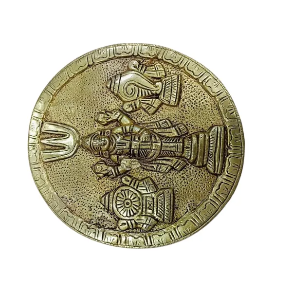 Lord_Tirupati_Balaji_Sri_Venkateswara_Balaji_With_Shankh_Chakra_Wall_Hanging_Decorative_Showpiece_15_Cm_Brass_Gold_Handcrafted_Brass_Tirupati_Balaji_Face_Round_Shape_Wall_Mount