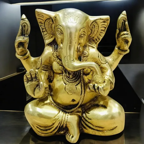 Sjl_Brass_Lord_Ganesha_Murti_Statue_Idol_Ganpati_Idols_For_Dashboard_Perfect_For_Pooja_Home_Office_Living_Gift_Decor_Decorative_Showpiece_15_Cm_Brass_Gold