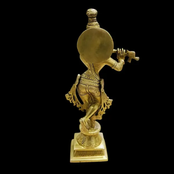 Sjl_Brass_Lord_Krishna_With_Flute_Statue_Idol_Sculpture_God_Of_Love_Playing_Flute_Makhan_Chor_Ladoo_Gopal_For_Home_Office_Mandir_Decor_Decorative_Showpiece_27_Cm_Brass_Gold