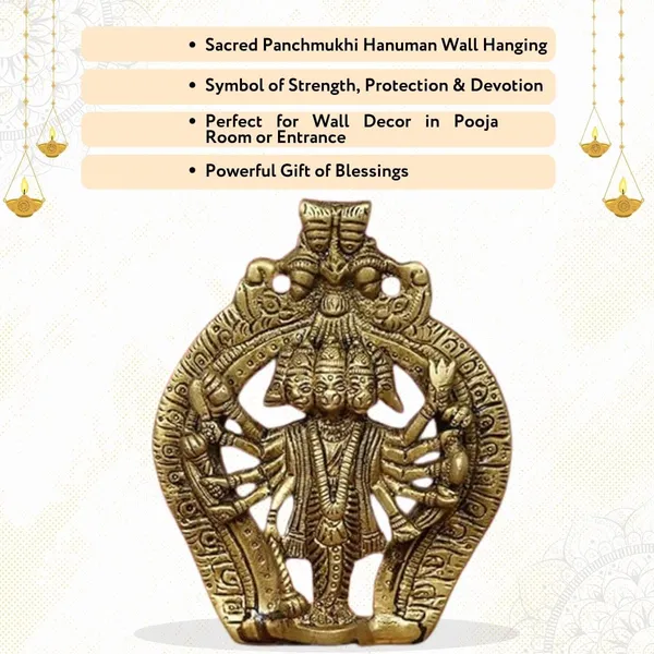 Sjl_Panchmukhi_Hanuman_Ji_Hanging_Showpiece_For_Door_Entrance_Wall_Decor_Yantra_Detailed_Krafted_Idol_For_Home_Gifting_Ideal_For_Home_Decor_Good_Luck_Handmade_Decorative_Showpiece_12_Cm_Brass_Gold