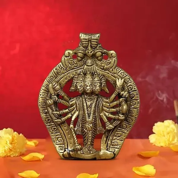 Sjl_Panchmukhi_Hanuman_Ji_Hanging_Showpiece_For_Door_Entrance_Wall_Decor_Yantra_Detailed_Krafted_Idol_For_Home_Gifting_Ideal_For_Home_Decor_Good_Luck_Handmade_Decorative_Showpiece_12_Cm_Brass_Gold
