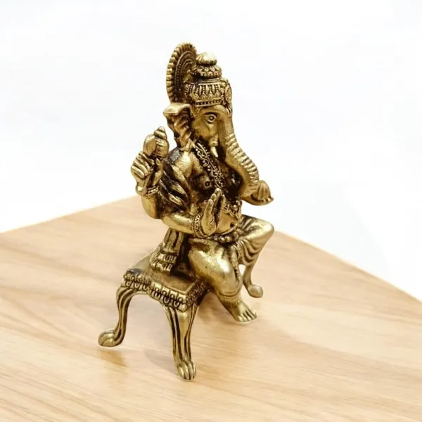 Sjl_Wax_Casting_Brass_Ganesha_Ganpati_Idols_Statue_For_Home_Pooja_Living_Temple_Office_And_Gift_Purposes_Decorative_Showpiece_9_Cm_Brass_Gold