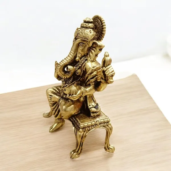 Sjl_Wax_Casting_Brass_Ganesha_Ganpati_Idols_Statue_For_Home_Pooja_Living_Temple_Office_And_Gift_Purposes_Decorative_Showpiece_9_Cm_Brass_Gold