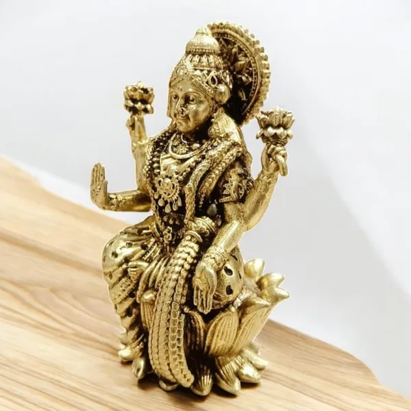 Sjl_Wax_Casting_Brass_Lakshmi_Ji_Goddess_Of_Wealth_And_Fortune_House_Warming_Temple_Pooja_Room_Diwali_Decoration_Decorative_Showpiece_9_Cm_Brass_Gold