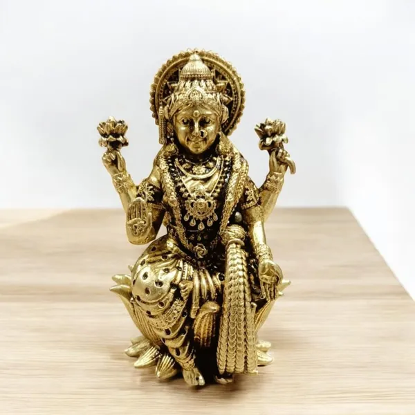 Sjl_Wax_Casting_Brass_Lakshmi_Ji_Goddess_Of_Wealth_And_Fortune_House_Warming_Temple_Pooja_Room_Diwali_Decoration_Decorative_Showpiece_9_Cm_Brass_Gold