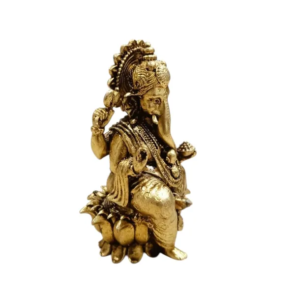 Sjl_Wax_Casting_Brass_Ganesha_Ganpati_Gannu_Idols_Statue_For_Home_Pooja_Living_Temple_Office_And_Gift_Purposes_Decorative_Showpiece_9_Cm_Brass_Gold